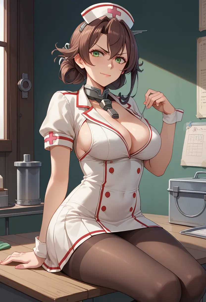 kantai_collection,mutsu_(kancolle),nurse, pantyhose,mini skirt  - 