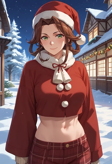 kantai_collection,mutsu_(kancolle),Christmas,plaid trousers  - AI generated anime art