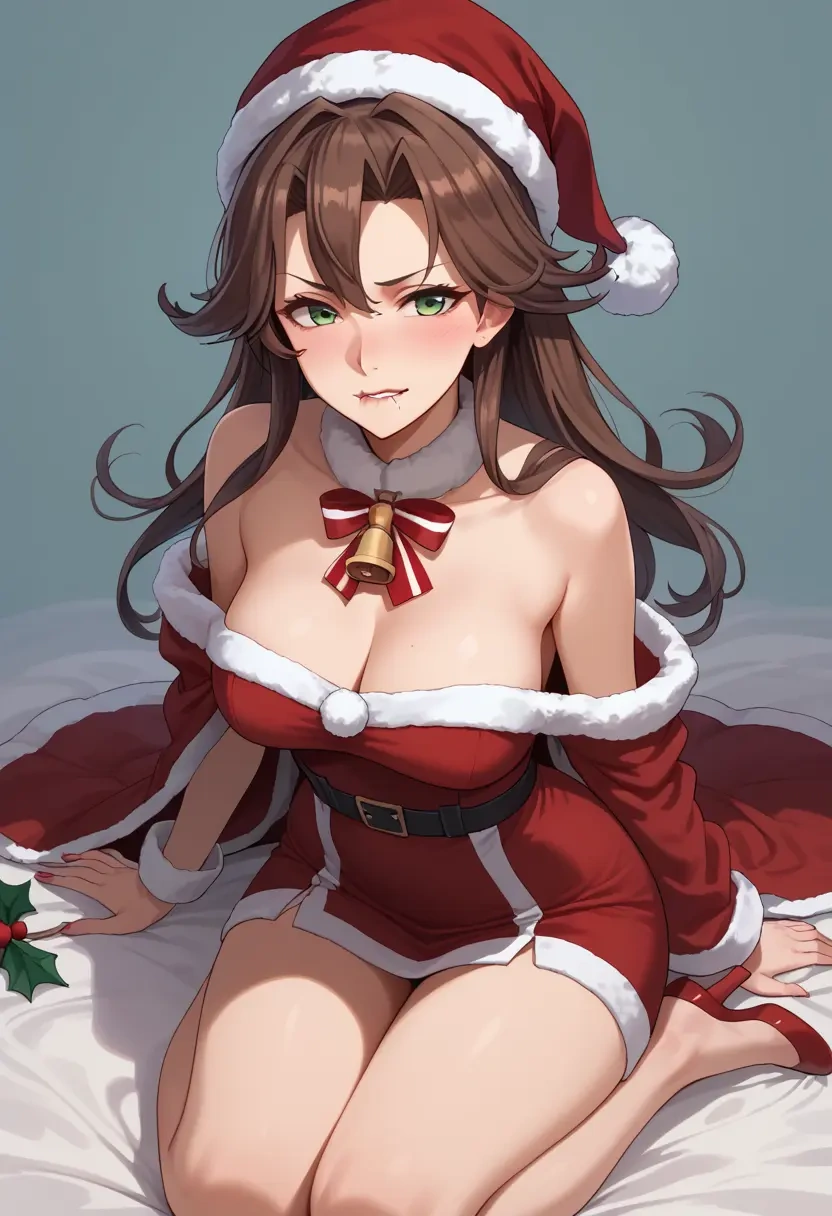 kantai_collection,mutsu_(kancolle),Christmas,red velvet dress  - 