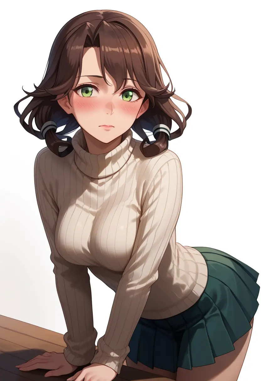 kantai_collection,mutsu_(kancolle),skirt,pleated,turtleneck sweater  - 