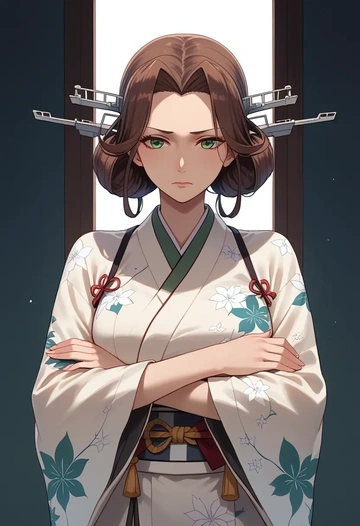 kantai_collection,mutsu_(kancolle),kimono,silk,wide-leg trousers  - AI generated anime art