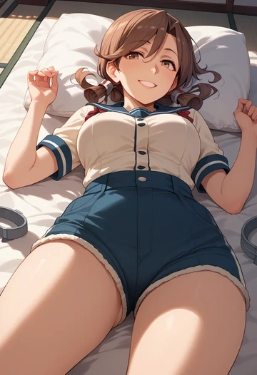 kantai_collection,mutsuki_(kancolle),jogger shorts,oversized tank  - AI generated anime art