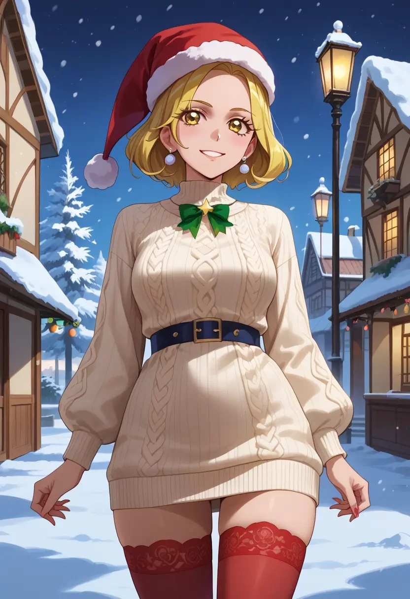 precure,myoudouin_itsuki,Christmas,sweater dress,stockings  - 