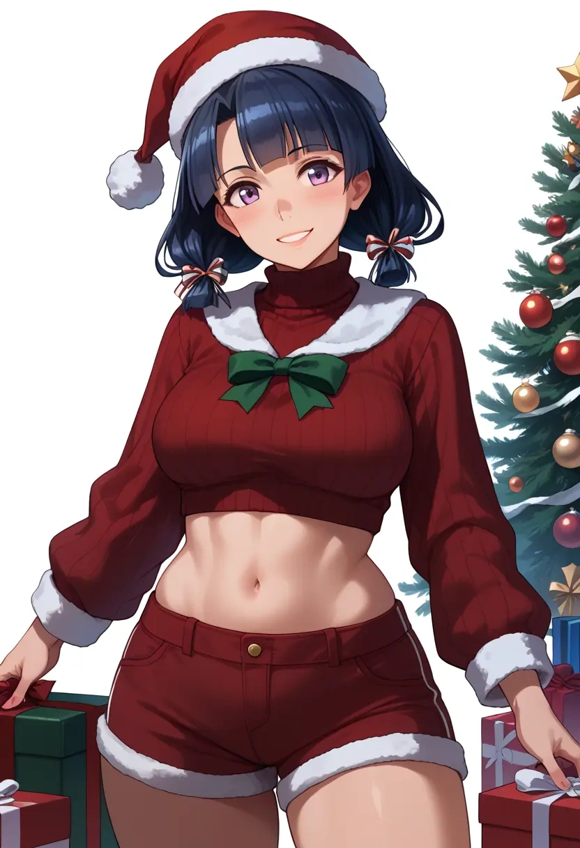 kantai_collection,myoukou_(kancolle),Christmas,red velvet shorts,turtleneck sweater  - 