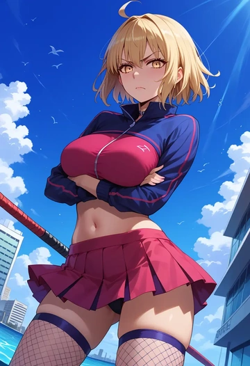 fate_(series),mysterious_heroine_x_alter_(fate),mini skirt, stockings  - AI generated anime art