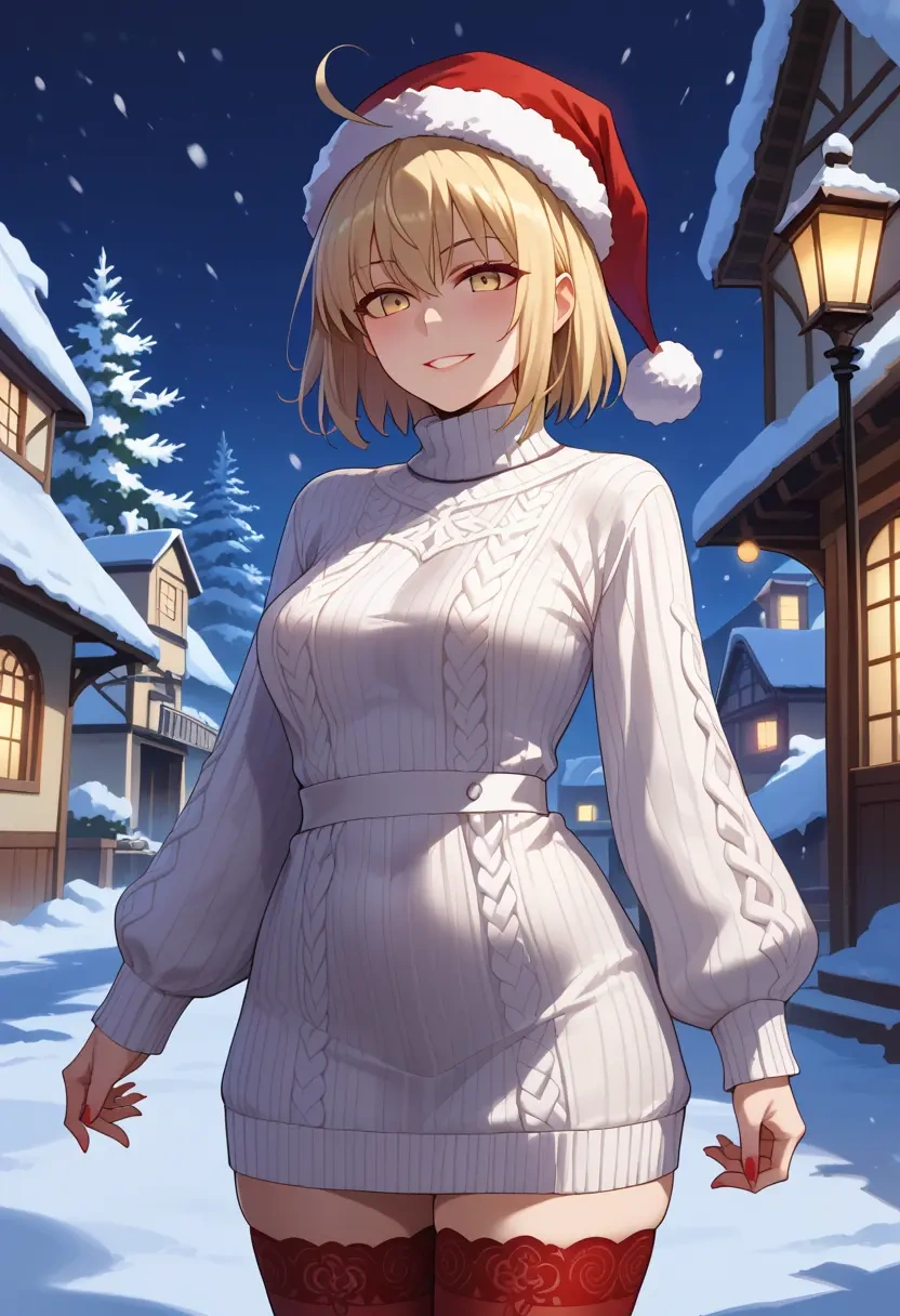 fate_(series),mysterious_heroine_x_alter_(fate),Christmas,sweater dress,stockings  - 