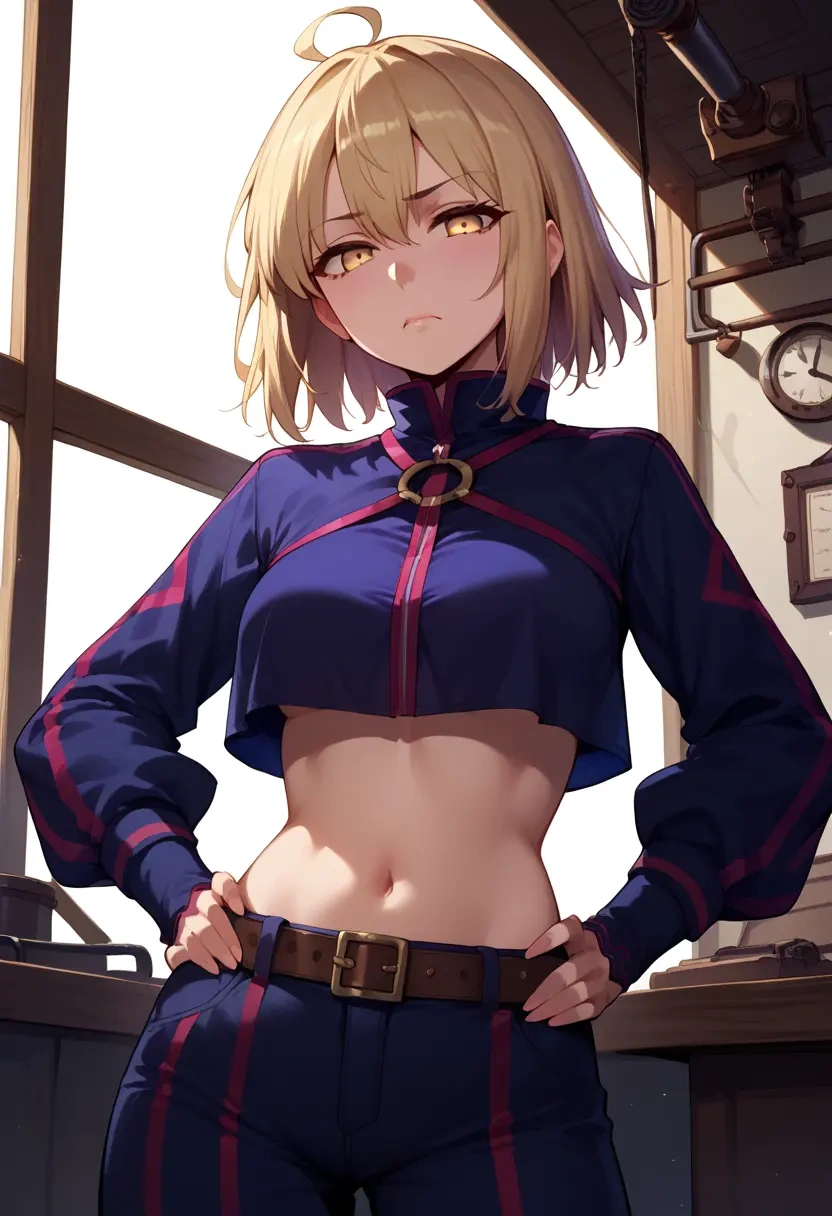 fate_(series),mysterious_heroine_x_alter_(fate),crop top,loose joggers,headset  - 