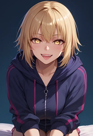 fate_(series),mysterious_heroine_x_alter_(fate),hoodie,cropped,high-waisted joggers  - AI generated anime art