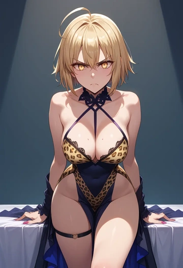 fate_(series),mysterious_heroine_x_alter_(fate),leopard print,silk slip dress  - AI generated anime art