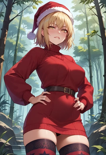 fate_(series),mysterious_heroine_x_alter_(fate),Christmas,sweater dress,stockings  - AI generated anime art