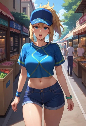 fate_(series),mysterious_heroine_xx_(fate),denim shorts  - AI generated anime art