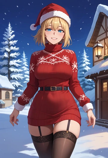 fate_(series),mysterious_heroine_xx_(fate),sweater,stockings,Thigh garters  - AI generated anime art