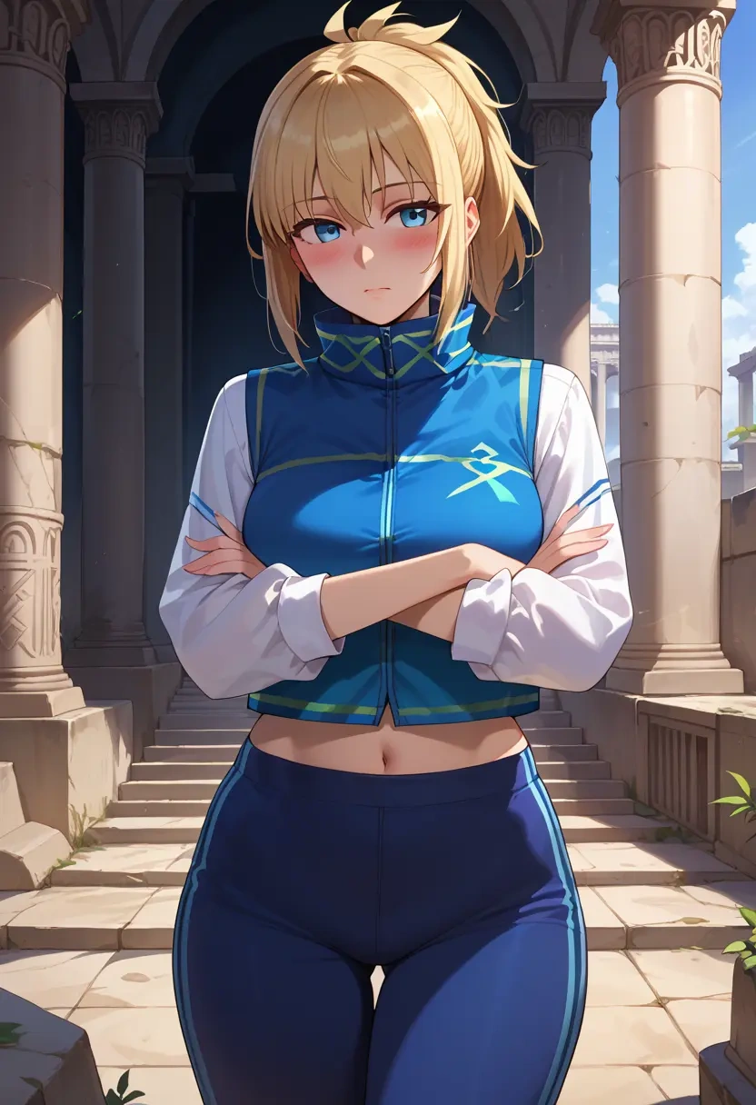 fate_(series),mysterious_heroine_xx_(fate),vest,quilted,jogger pants  - 