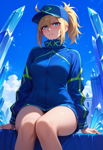 fate_(series),mysterious_heroine_xx_(fate),graphic tee,dolphin shorts  - AI generated anime art