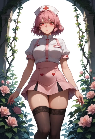 touhou,mystia_lorelei,nurse pantyhose,mini skirt, sexy  - AI generated anime art