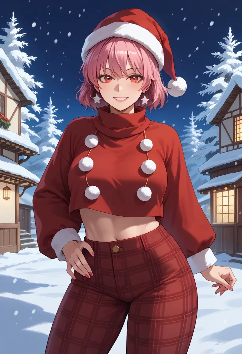 touhou,mystia_lorelei,Christmas,plaid trousers  - 