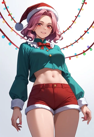 touhou,mystia_lorelei,Christmas,red velvet shorts  - AI generated anime art