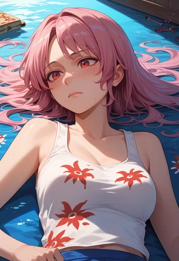 touhou,mystia_lorelei,abstract graffiti tank,dolphin shorts  - AI generated anime art