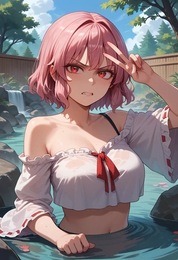 touhou,mystia_lorelei,off-shoulder top,dolphin shorts  - AI generated anime art