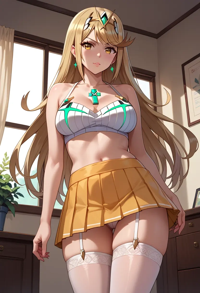 xenoblade_chronicles_(series),mythra_(xenoblade),mini skirt, stockings  - 