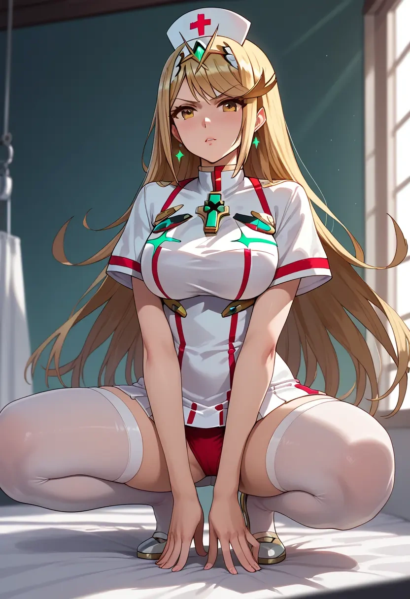 xenoblade_chronicles_(series),mythra_(xenoblade),nurse,stockings,sexy,panties  - 