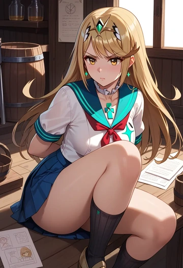 xenoblade_chronicles_(series),mythra_(xenoblade),sailor, uniform  - AI generated anime art