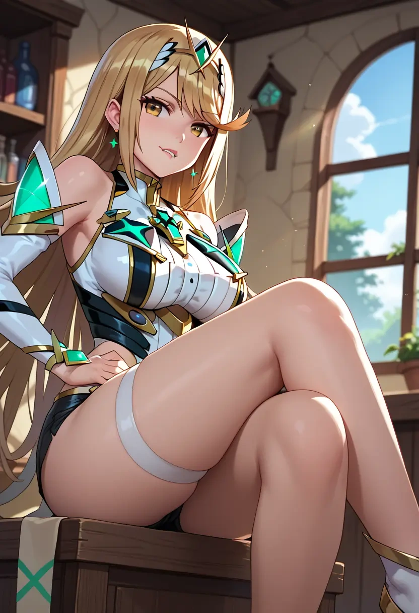 xenoblade_chronicles_(series),mythra_(xenoblade),leather,shorts  - 