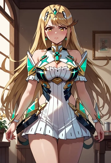 xenoblade_chronicles_(series),mythra_(xenoblade),corset,bustier,long tulle skirt  - AI generated anime art