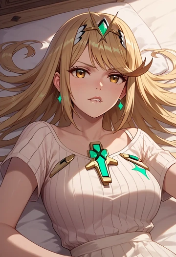 xenoblade_chronicles_(series),mythra_(xenoblade),silk graffiti shirt,dolphin shorts  - AI generated anime art