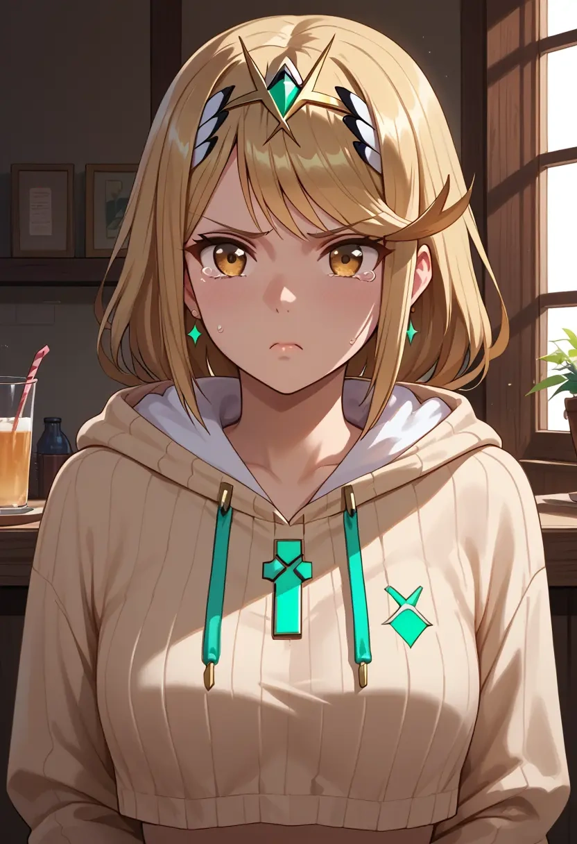 xenoblade_chronicles_(series),mythra_(xenoblade),hoodie,cropped,high-waisted joggers  - 