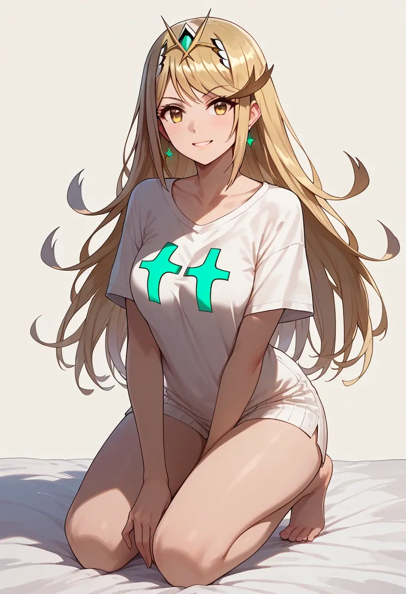 xenoblade_chronicles_(series),mythra_(xenoblade),pop art shirt,dolphin shorts  - 