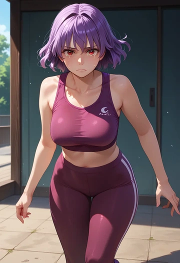 touhou,nagae_iku,yoga shorts, bra  - AI generated anime art