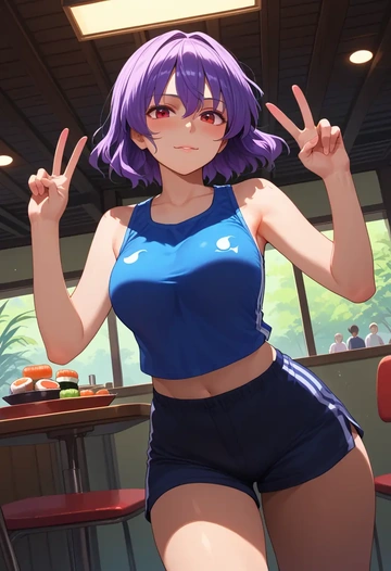 touhou,nagae_iku,athletic,shorts,sexy  - AI generated anime art