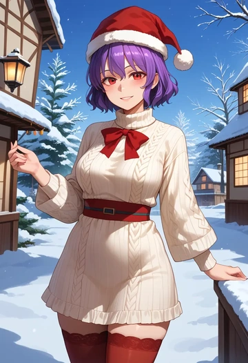 touhou,nagae_iku,Christmas,sweater dress,stockings  - AI generated anime art