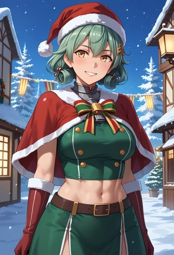 kantai_collection,naganami_(kancolle),Christmas,dress  - AI generated anime art