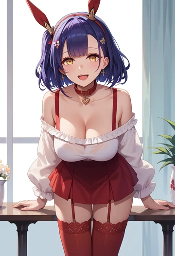 azur_lane,nagato_(azur_lane),collar,oversized,Thigh garters  - AI generated anime art