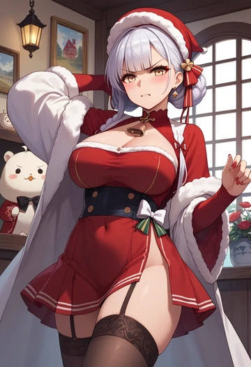 azur_lane,nagato_(azur_lane),Christmas,sexy, stockings,  - AI generated anime art