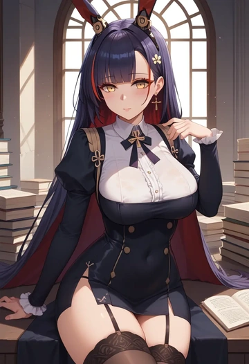 azur_lane,nagato_(azur_lane),secretary, stockings  - AI generated anime art