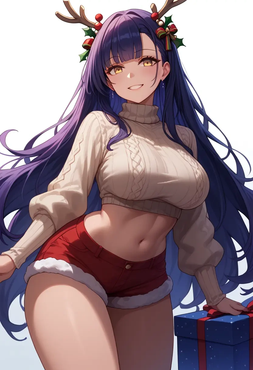 azur_lane,nagato_(azur_lane),Christmas,red velvet shorts,turtleneck sweater  - 