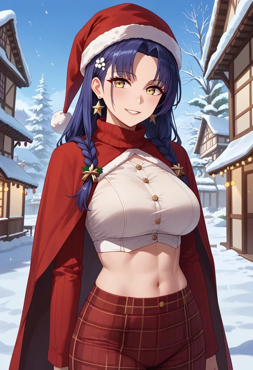 azur_lane,nagato_(azur_lane),Christmas,plaid trousers  - 