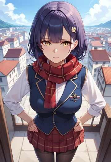 azur_lane,nagato_(azur_lane),winter,student uniform,vest  - AI generated anime art