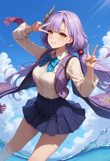 azur_lane,nagato_(azur_lane),spring,student uniform,vest  - AI generated anime art