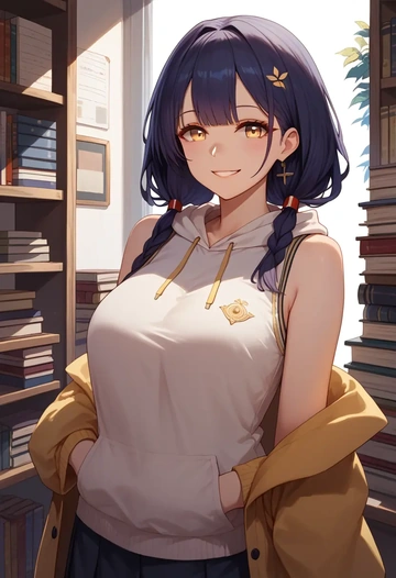 azur_lane,nagato_(azur_lane),sleeveless hoodie,biker shorts  - AI generated anime art