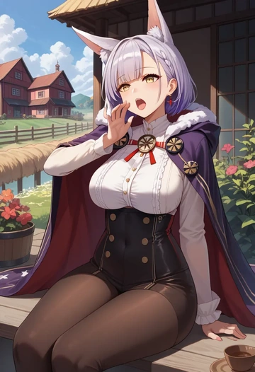 azur_lane,nagato_(azur_lane),cape,hooded,leather pants  - AI generated anime art