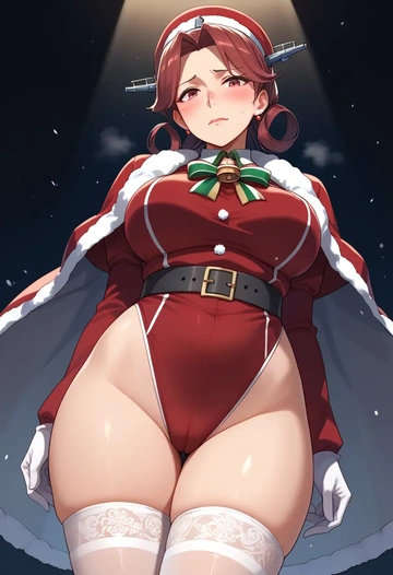 kantai_collection,nagato_(kancolle),Christmas,sexy, stockings,  - AI generated anime art