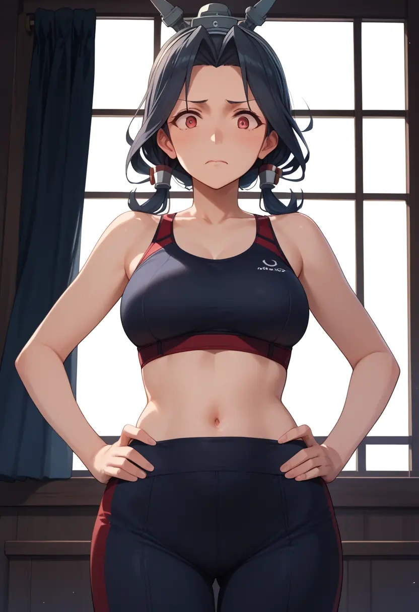 kantai_collection,nagato_(kancolle),sports bra,wide-leg joggers  - 