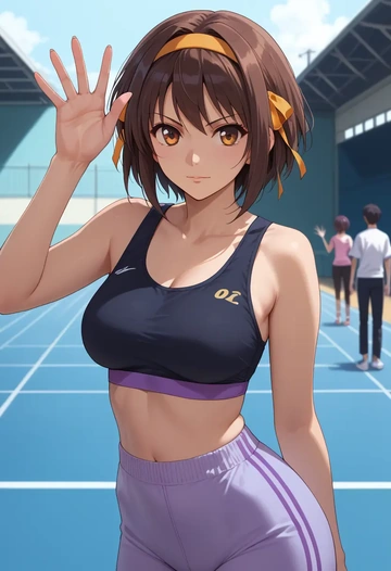 suzumiya_haruhi_no_yuuutsu,nagato_yuki,athletic,track suit  - AI generated anime art