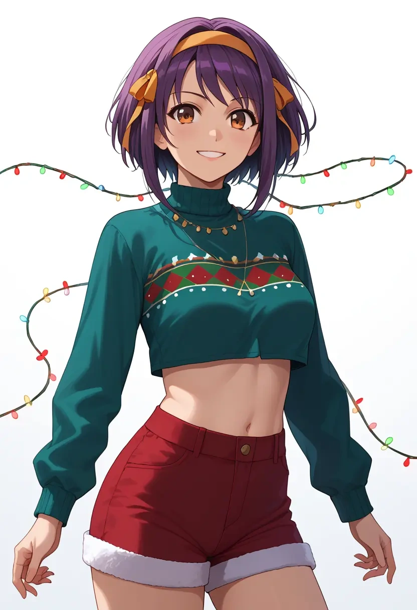 suzumiya_haruhi_no_yuuutsu,nagato_yuki,Christmas,red velvet shorts  - 