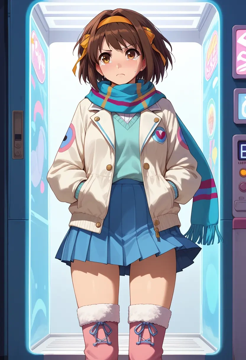 suzumiya_haruhi_no_yuuutsu,nagato_yuki,winter,student uniform,puffer jacket  - 