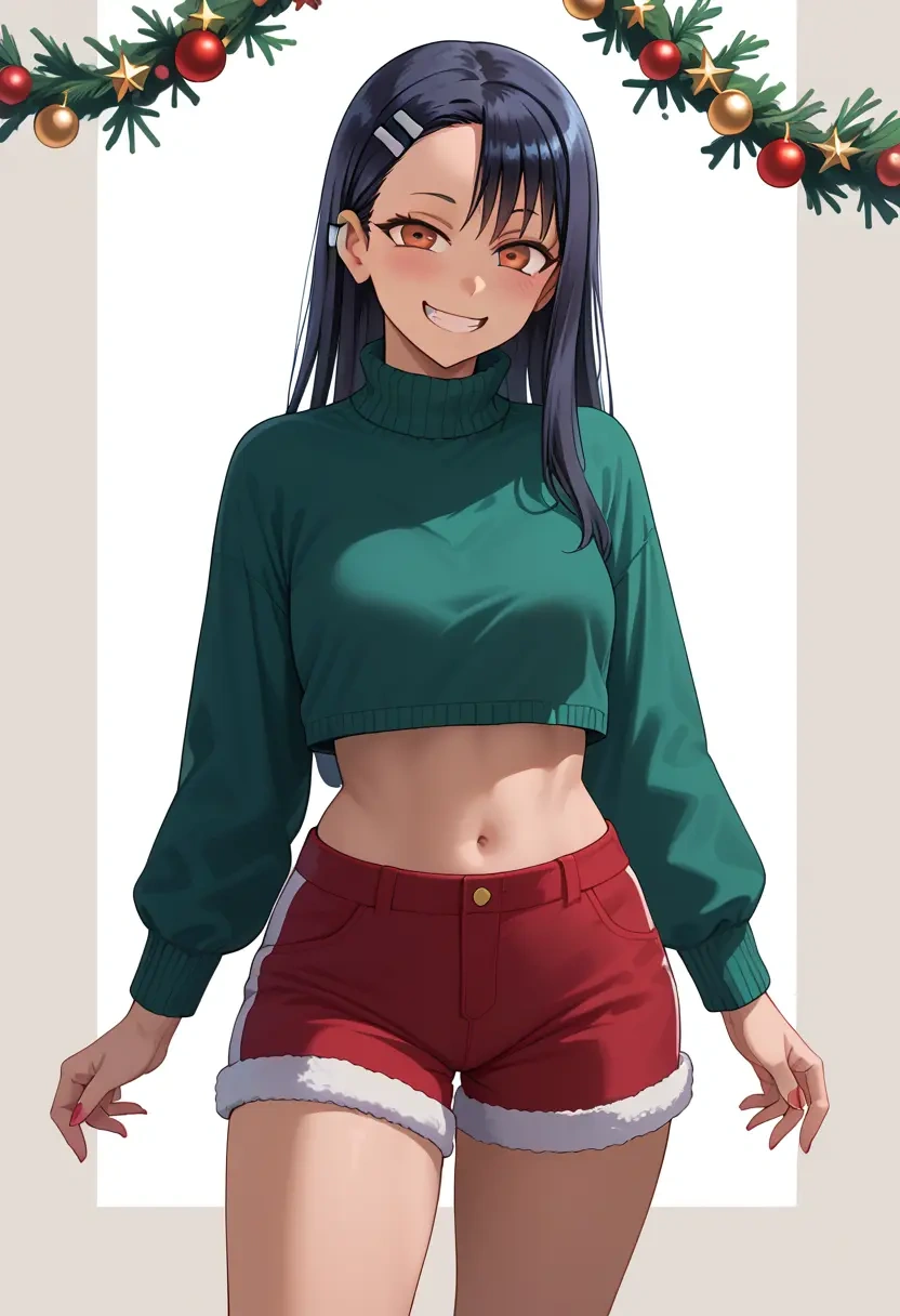 ijiranaide_nagatoro_san,nagatoro_hayase,Christmas,red velvet shorts  - 